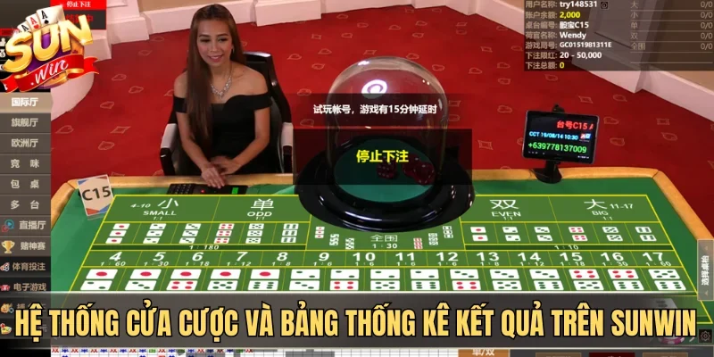 Hệ thống cửa cược và bảng thống kê kết quả trên SUNWIN 